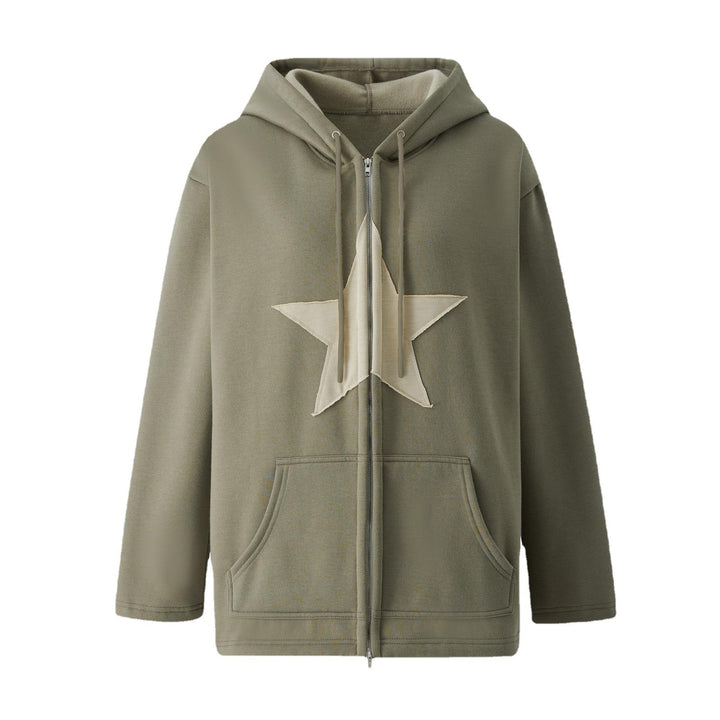 Women Large hoodie with star appliqué and zipper Lune London