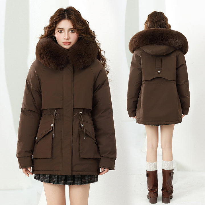 Ladies trendy winter jacket with removable hood and high-quality faux fur Lune London