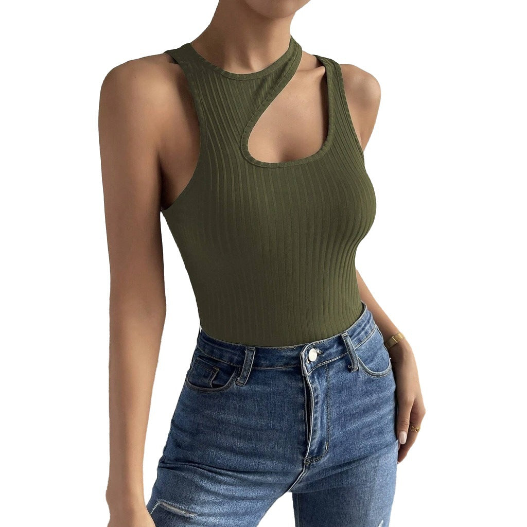 Body ajusté femme avec coupe asymétrique et élégant col en V Chic & Stil