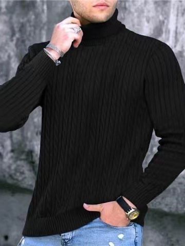 Men's turtleneck sweater with textured knit pattern Lune London