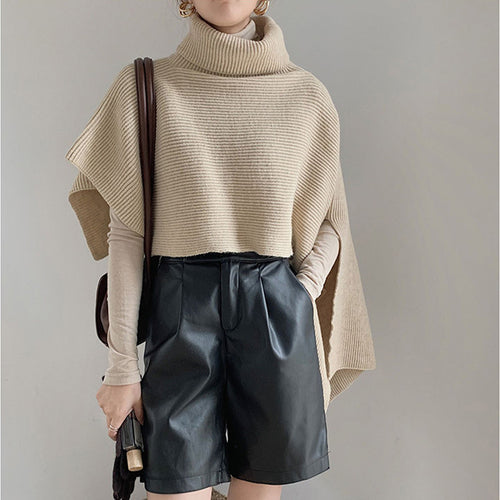 Oversized knitted sweater for women with high collar Lune London