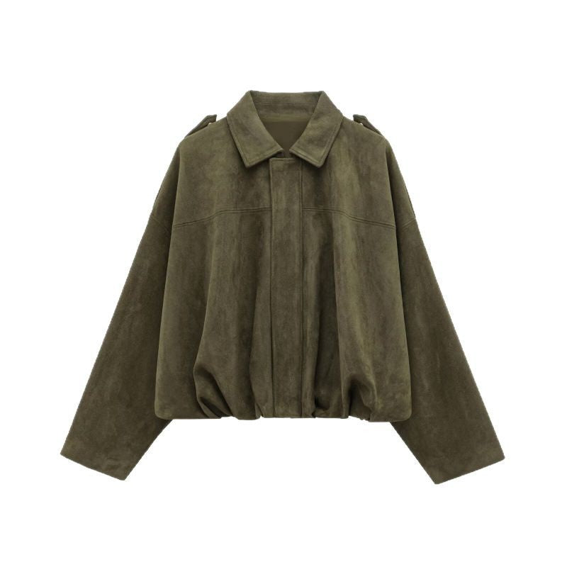 Casual faux leather jacket for women with elastic waistband and practical snap buttons Lune London