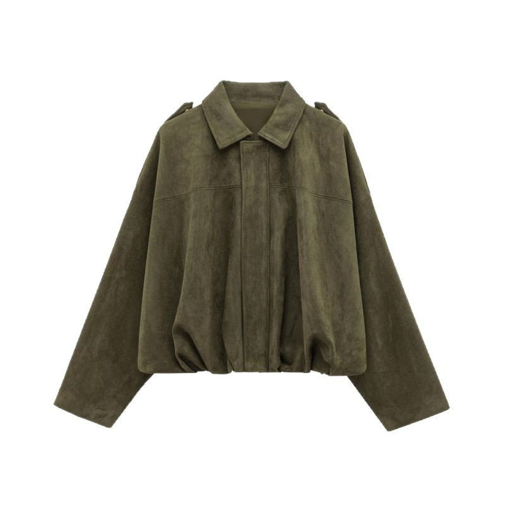 Casual faux leather jacket for women with elastic waistband and practical snap buttons Lune London