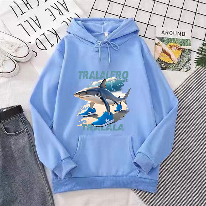Women's hoodie with funny shark motif and graphic elements Chic & Stil