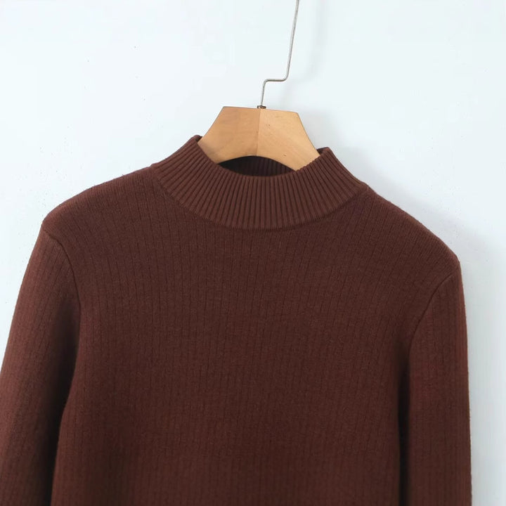 Pull en maille fine pour femmes avec col montant Chic & Stil
