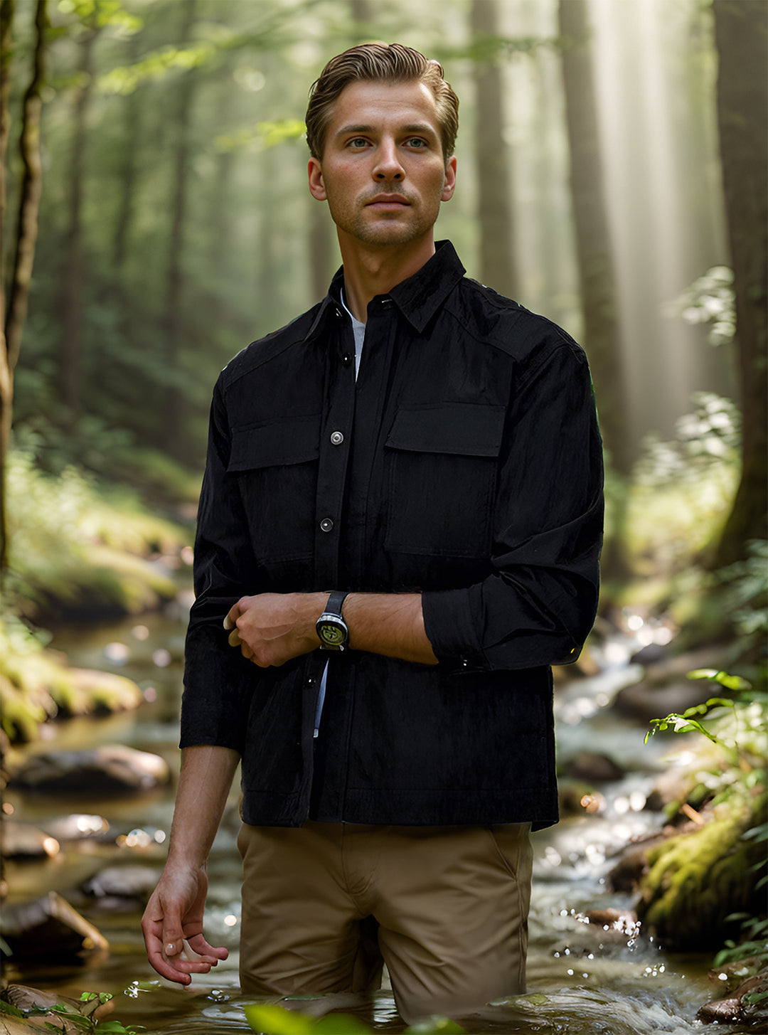 Versatile camping shirt for men with practical pockets and breathable properties Lune London