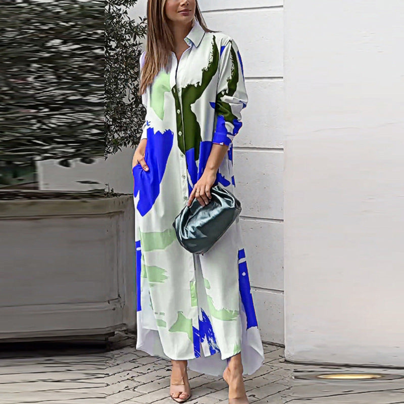 Lune London Women's Long Dress with Artistic Print