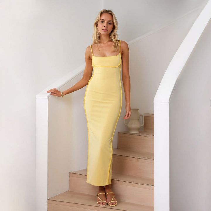 Maxi Couture Dress for Women with Elegant Straps and Flattering Cut for the Chic & Stylish Silhouette