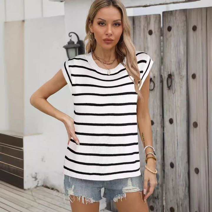 Top en tricot pour femmes avec un motif rayé moderne et une coupe décontractée Chic & Stil