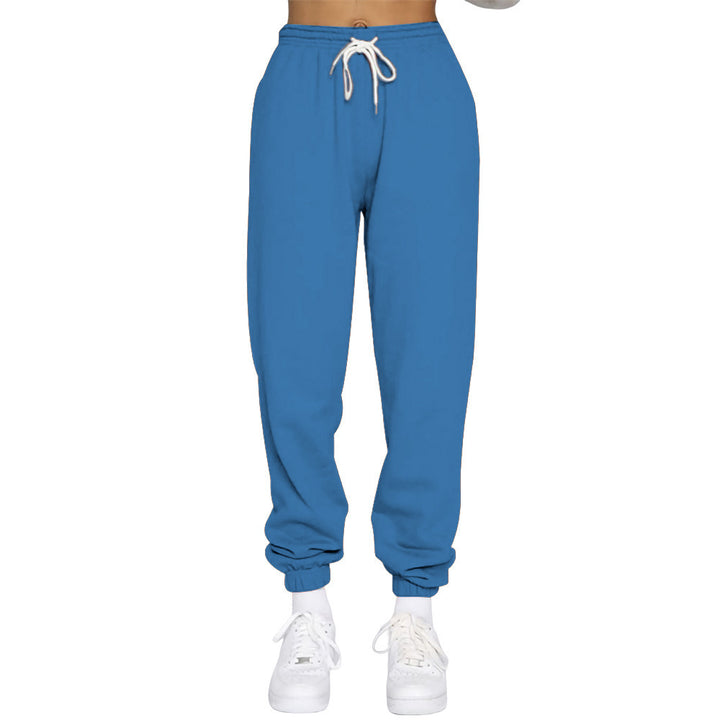 Sporty high-waisted jogger pants for women with drawstring Lune London