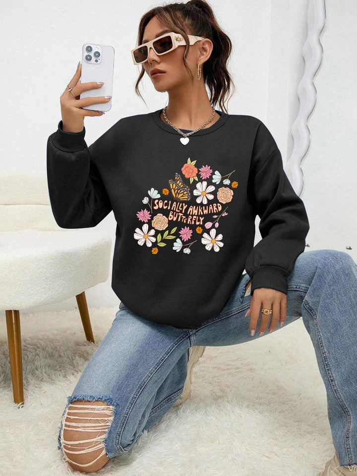 Sweatshirt femme avec design floral créatif et impression inspirante Chic & Stil