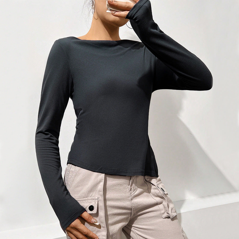 Chemisier à manches longues pour femmes avec encolure décontractée en cascade et section arrière élégante Chic & Stil