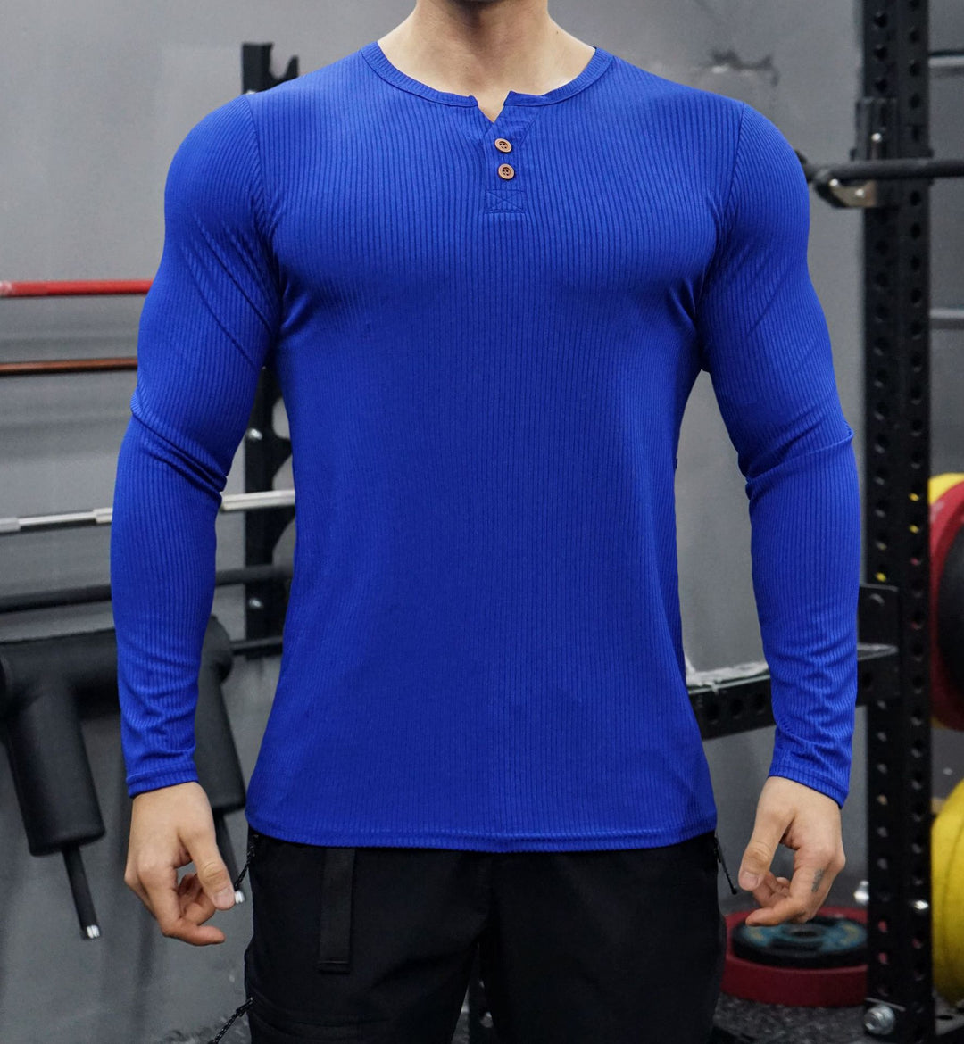 Men's long sleeve shirt with ribbed structure and button placket Lune London