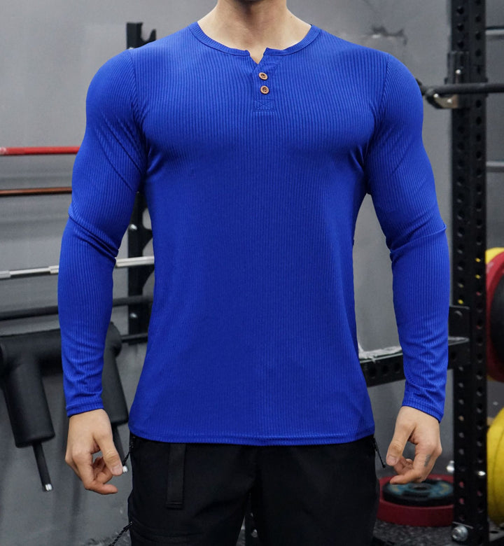 Men's long sleeve shirt with ribbed structure and button placket Lune London
