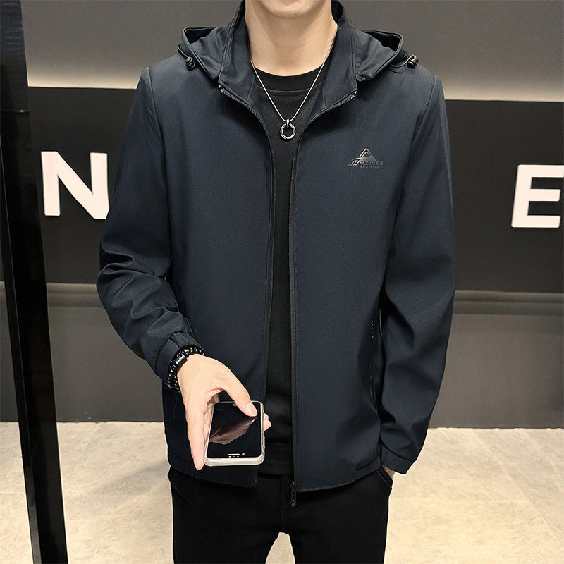 Lightweight functional jacket for men with adjustable hood Lune London
