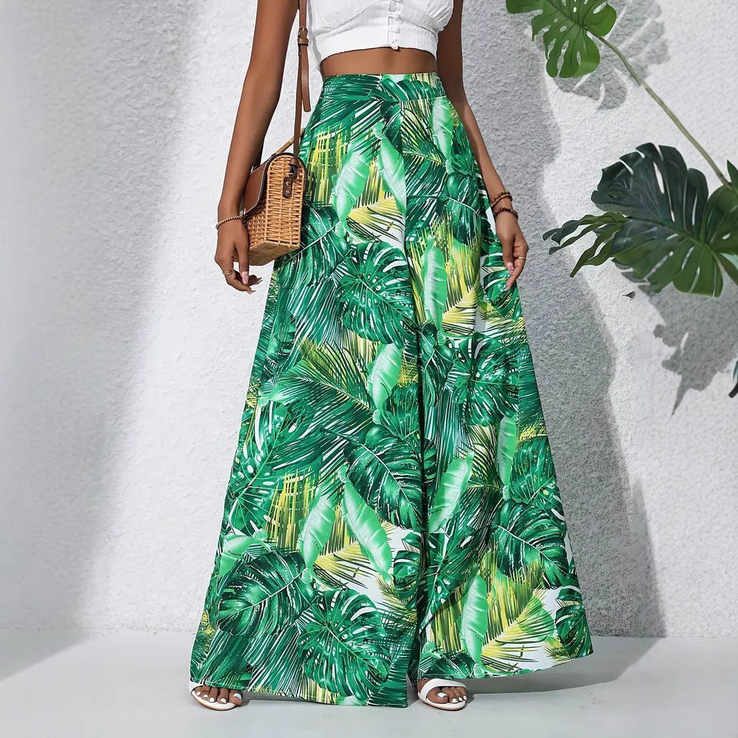 Lune London Tropical Leaf Pattern Maxi Skirt for Women