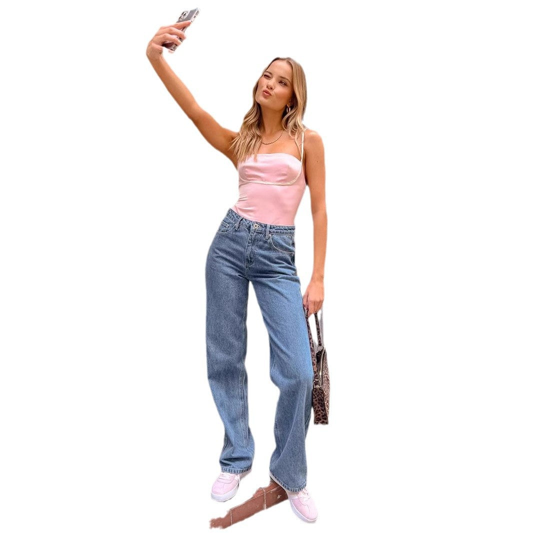 Women's High Waist Jeans with Wide Leg and Classic Cut Lune London