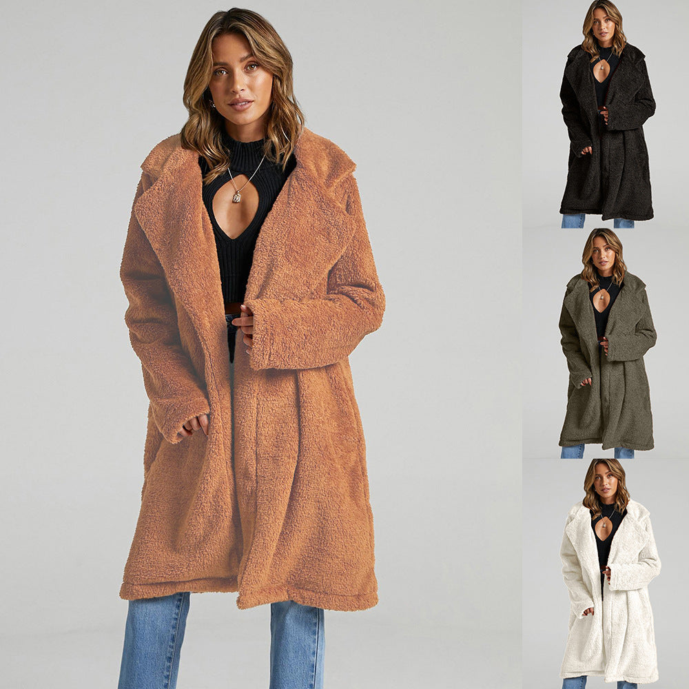 Ladies Long, soft Teddy coat with Lune London revers