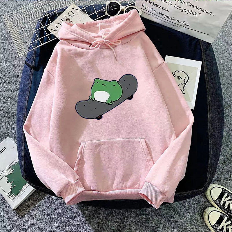 Women's hoodie with humorous frog design Chic & Stil