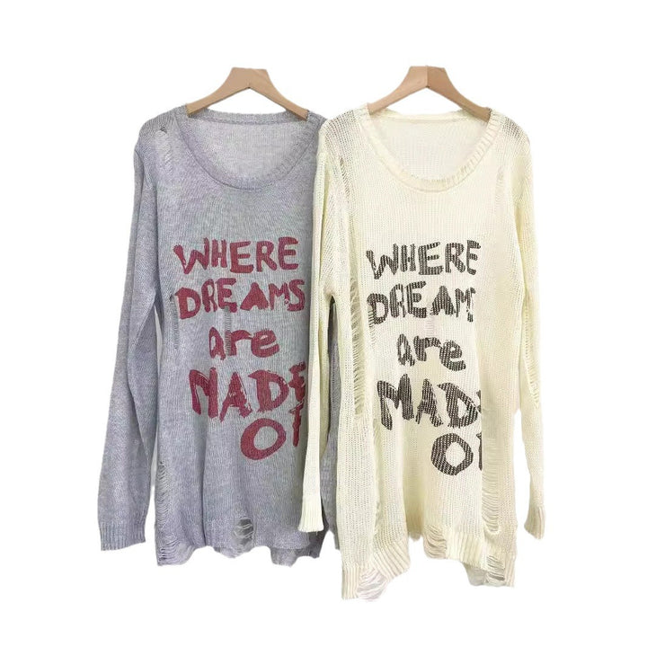 Oversized sweater for women with creative inscriptions and refined details Lune London