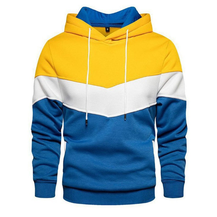 Men's Sports Hoodie with Chic Geometric Color Design