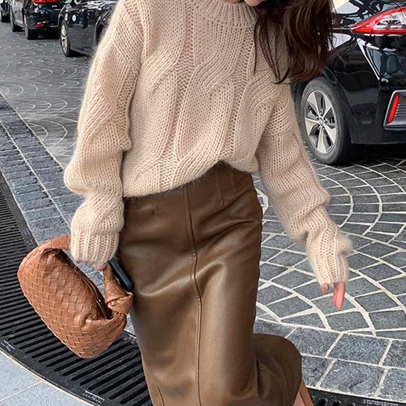 Pull femme en tricot épais avec design en câble et coupe douce Chic & Stil
