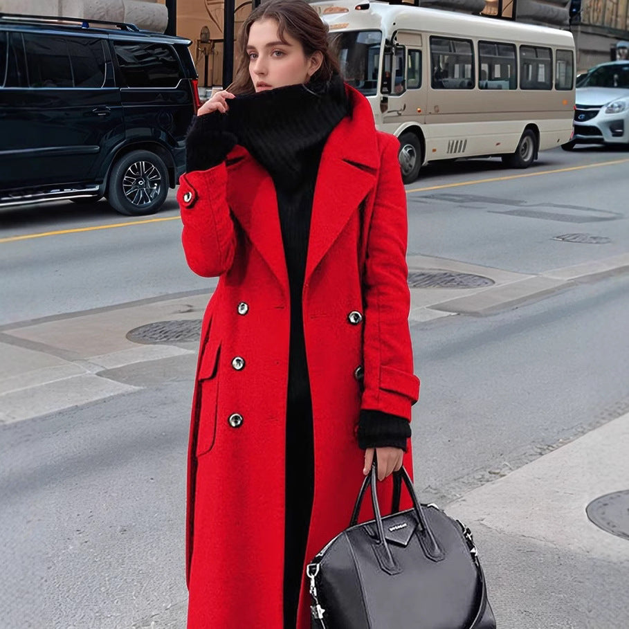 Ladies Classic Double-Breasted Wool Coat Lune London