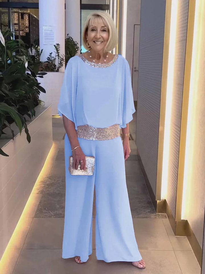 Ladies elegant and airy jumpsuit with sparkling belt Lune London
