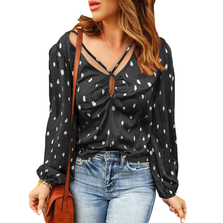 Women's blouse with decorative neckline and long sleeves Lune London
