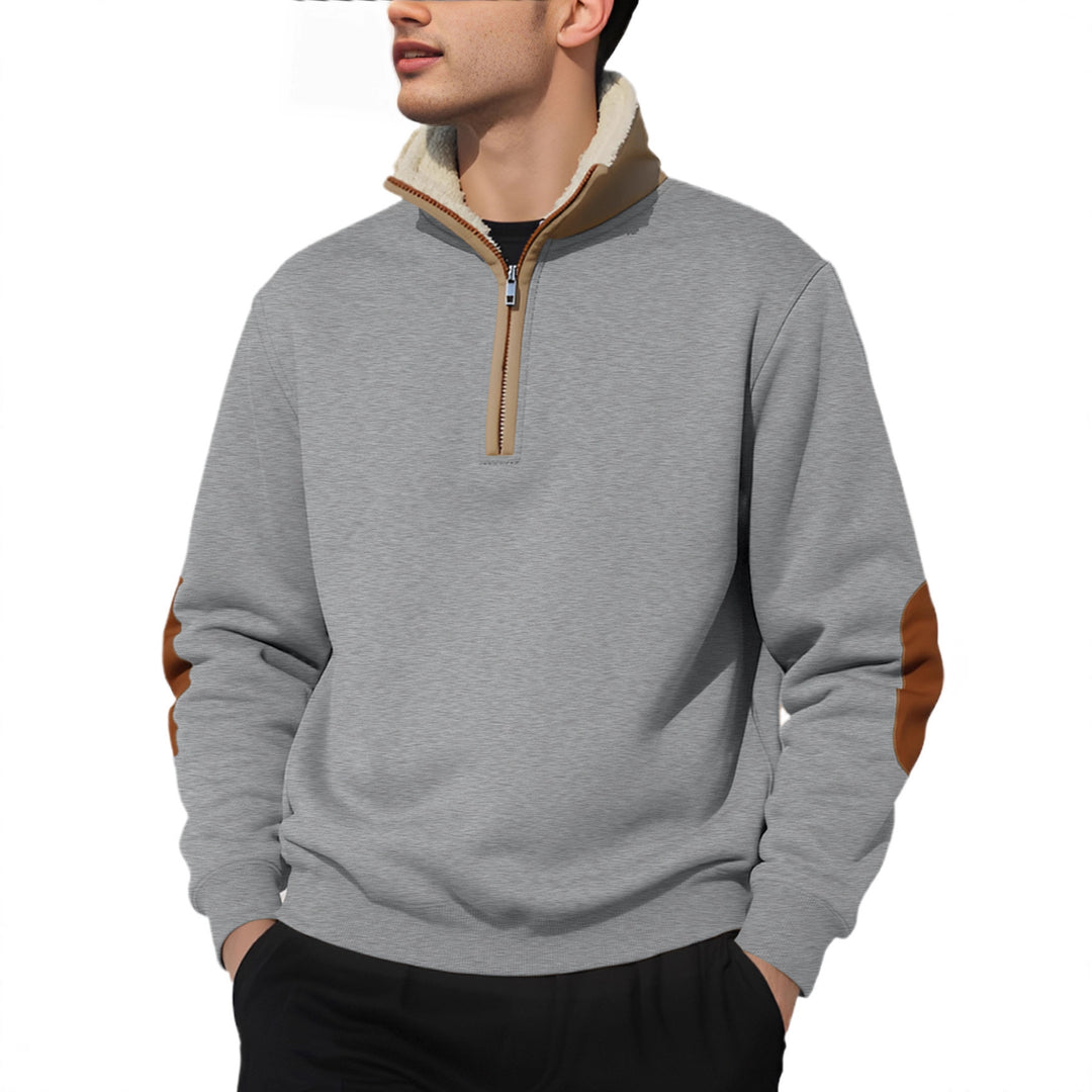 Fleece sweater for men with a high collar and stylish contrasting details Lune London