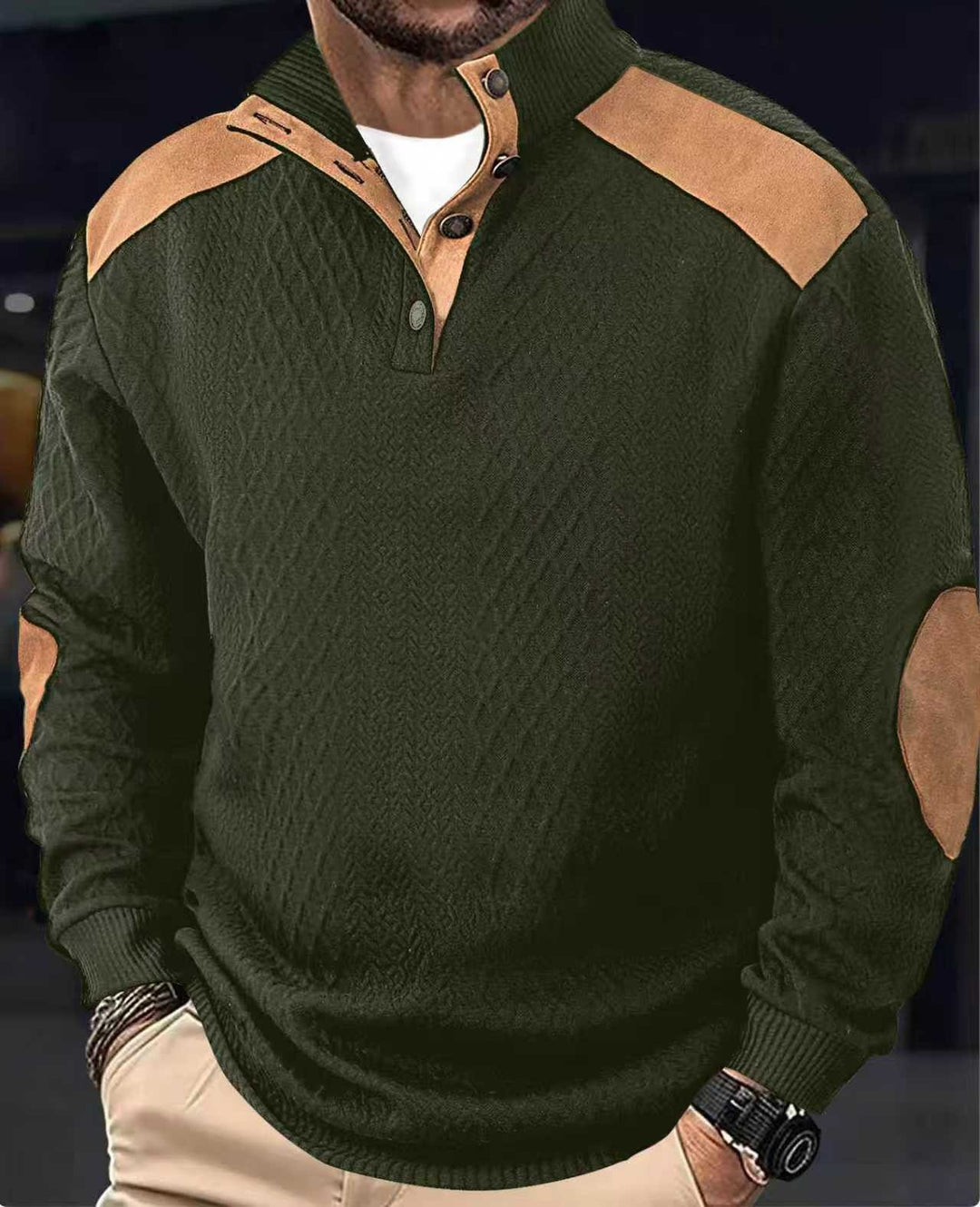 Knitted sweater for men with a unique high collar and trendy details Lune London