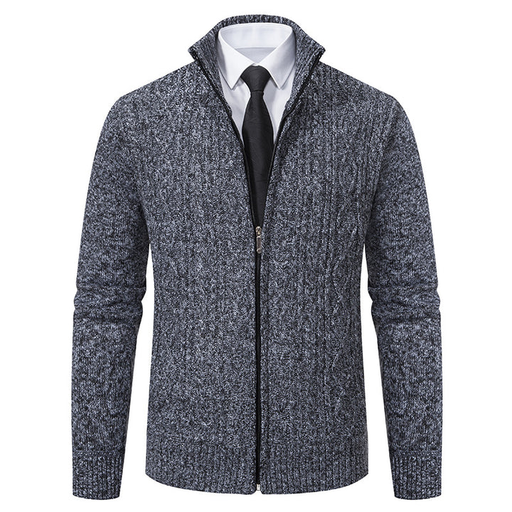 Knit jacket for men with high collar and textured pattern Lune London