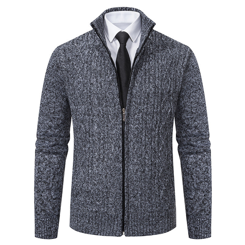 Lune London | Men's Cardigan with Stand-Up Collar and Textured Pattern