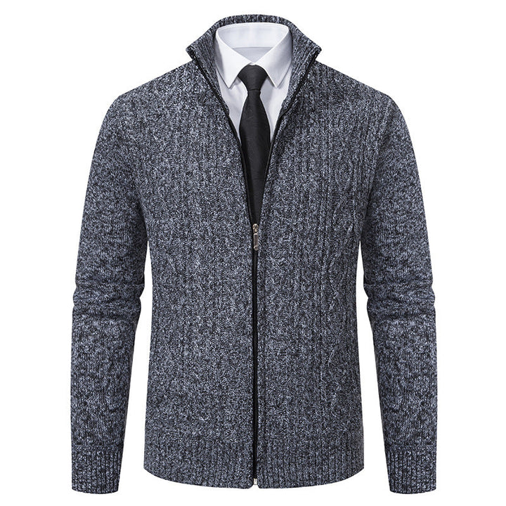 Lune London | Men's Cardigan with Stand-Up Collar and Textured Pattern