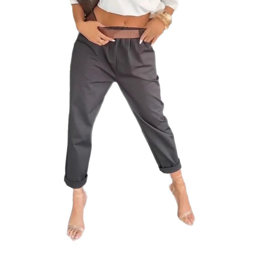 Pantalons chino modernes pour femmes avec taille élastique et jambes larges Chic & Stil