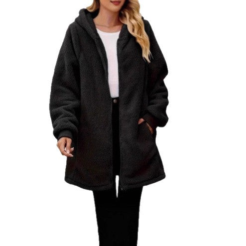 Manteau en polaire pour femmes avec poches et capuche Chic & Stil