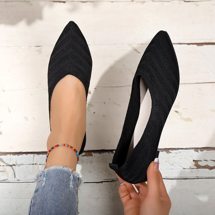 Women Elegant Lace Ballet Flats with Fashionable Knitted Design Lune London