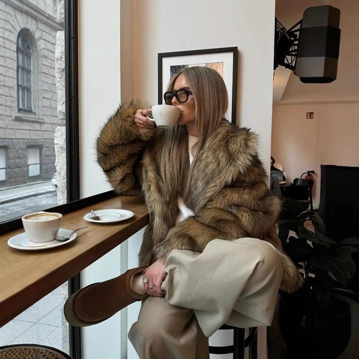 Ladies Soft Faux Fur Jacket with Soft Lining Lune London