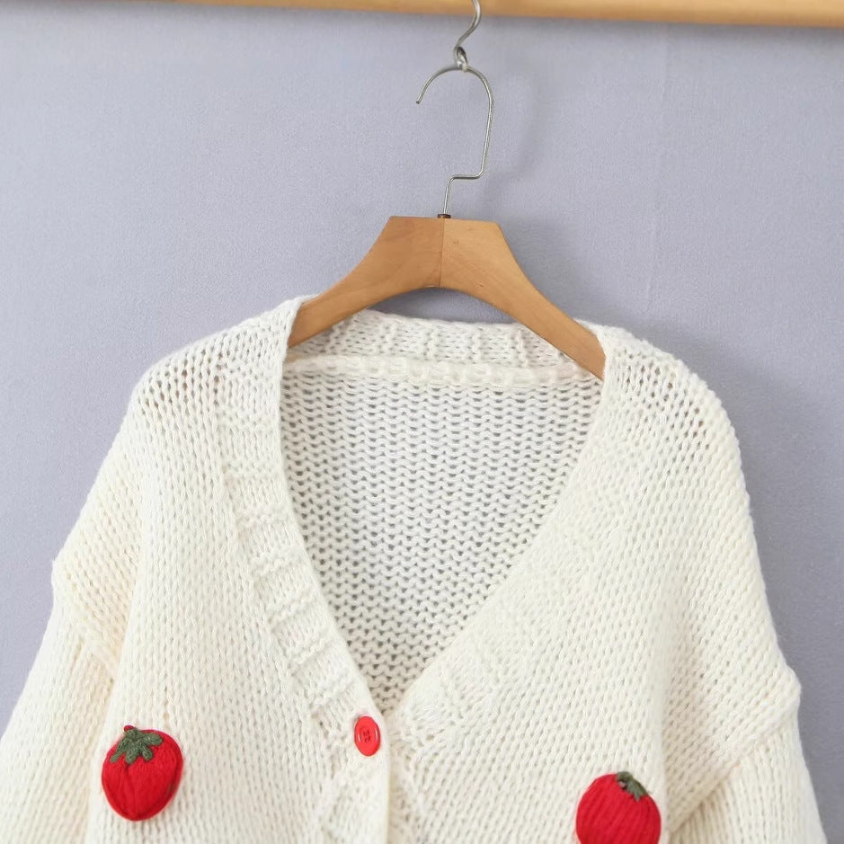 Cardigan femme avec motif fraise Chic & Stil