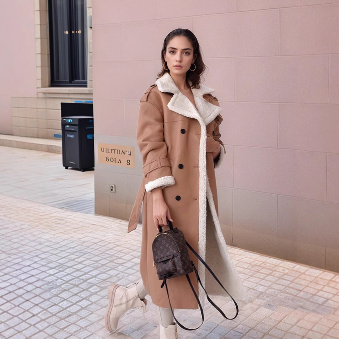 Ladies Long Teddy-Trenchcoat Lune London