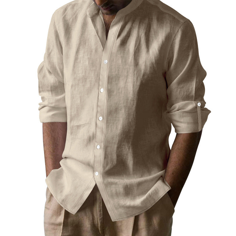 Casual long-sleeve shirt for men with Henley collar in breathable material Lune London