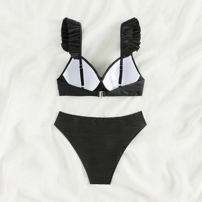 Women high waisted ruched bottom bikini set Lune London