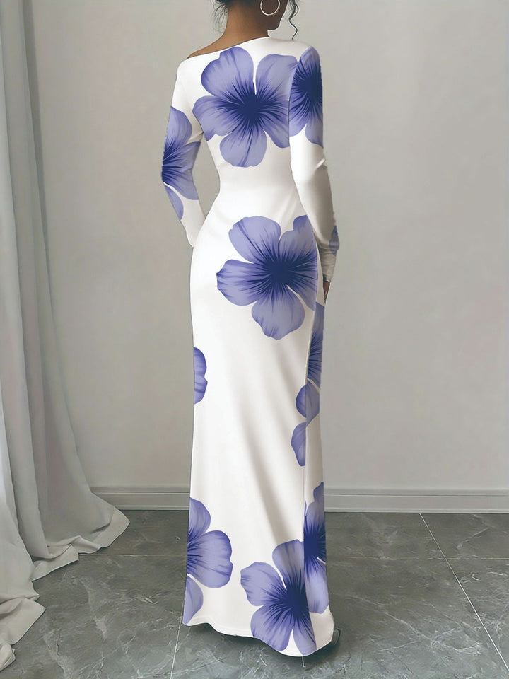 Elegant long dress with long sleeves for ladies with floral pattern Lune London