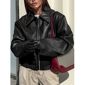 Leather jacket for women with oversized cut Lune London