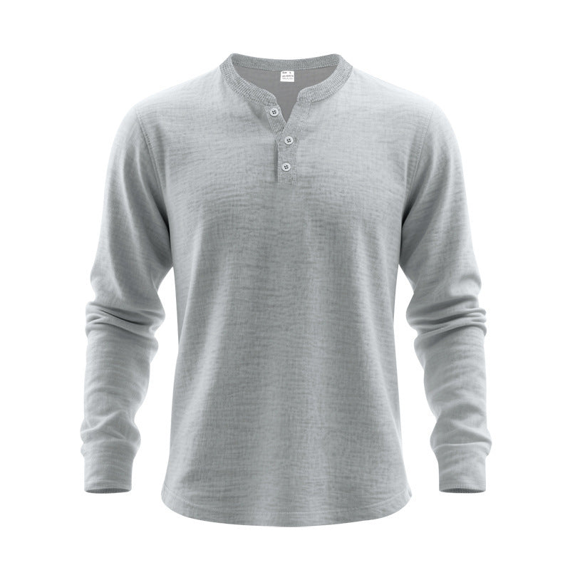 Men's long sleeve T-shirt with button placket and round neck Lune London