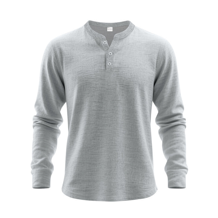 Men's long sleeve T-shirt with button placket and round neck Lune London