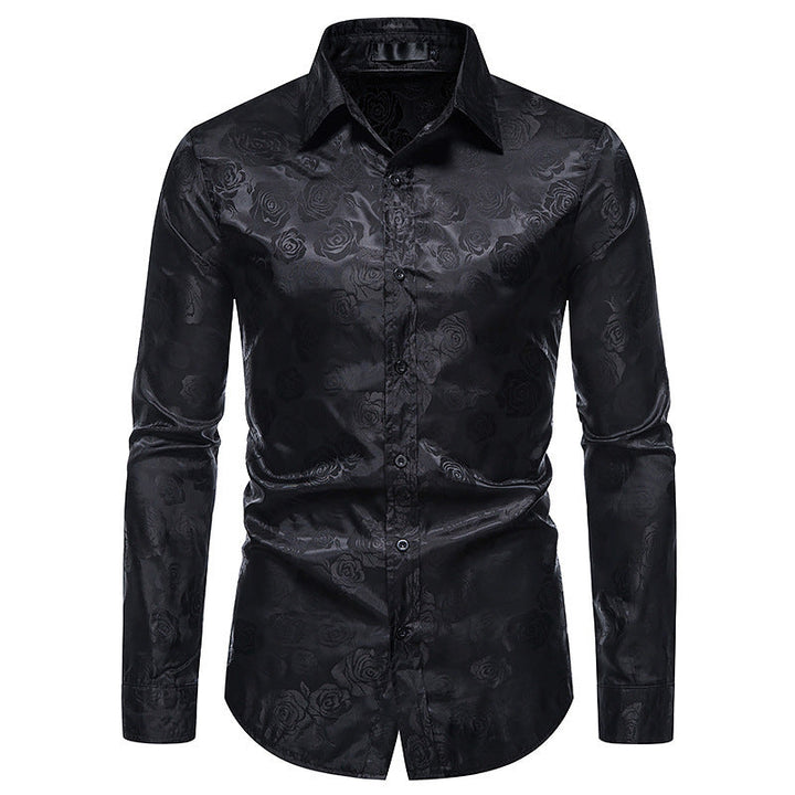Men's Shirt with Floral Embossing and Elegant Sheen Lune London