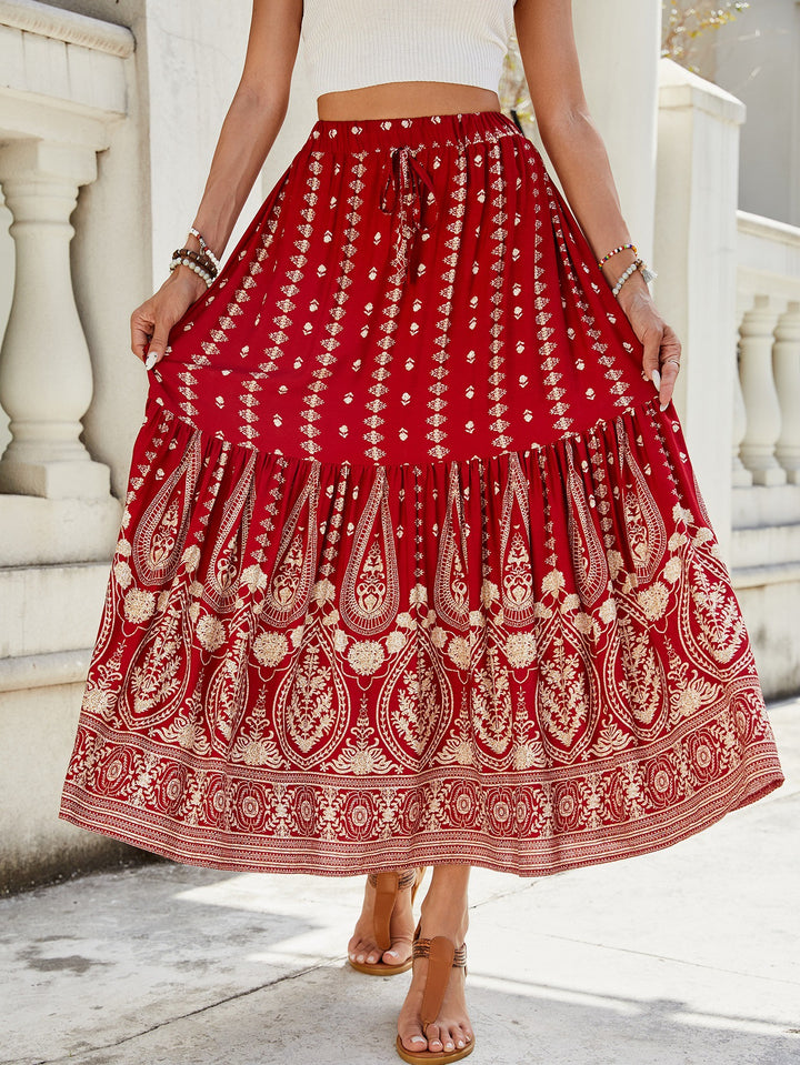 Maxi skirt for women with elastic waistband and opulent print Lune London