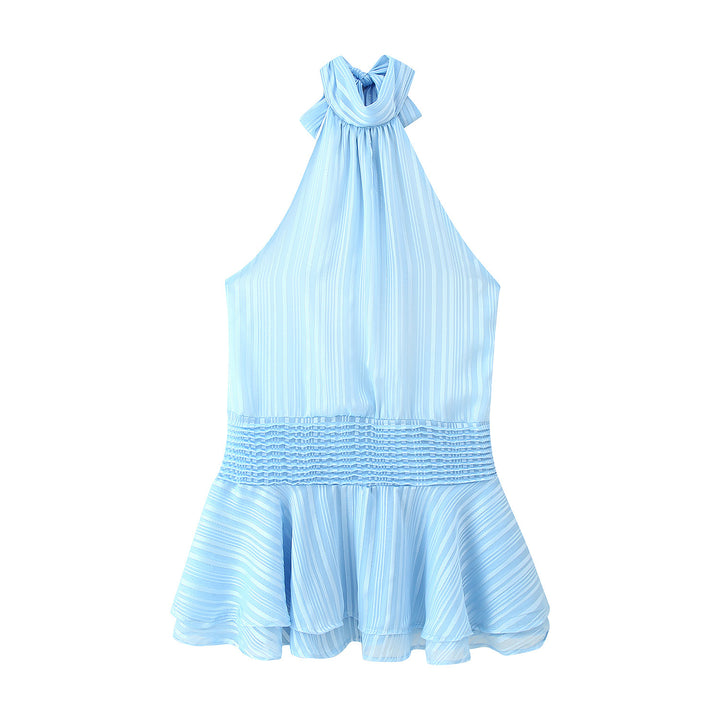 Lady Top with backless design, ruffled hem, and elastic waist Lune London