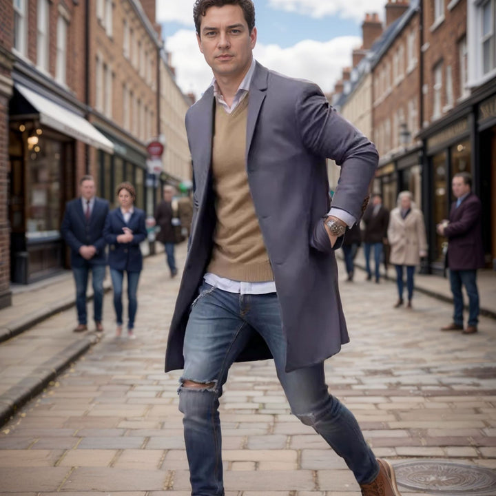 Elegant and casual long coat for men in high-quality material Lune London